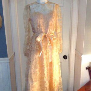 VINTAGE Jo Ed Sophisticates, Tea Length, Bridesmaid, Lace, Lined, Cinderella